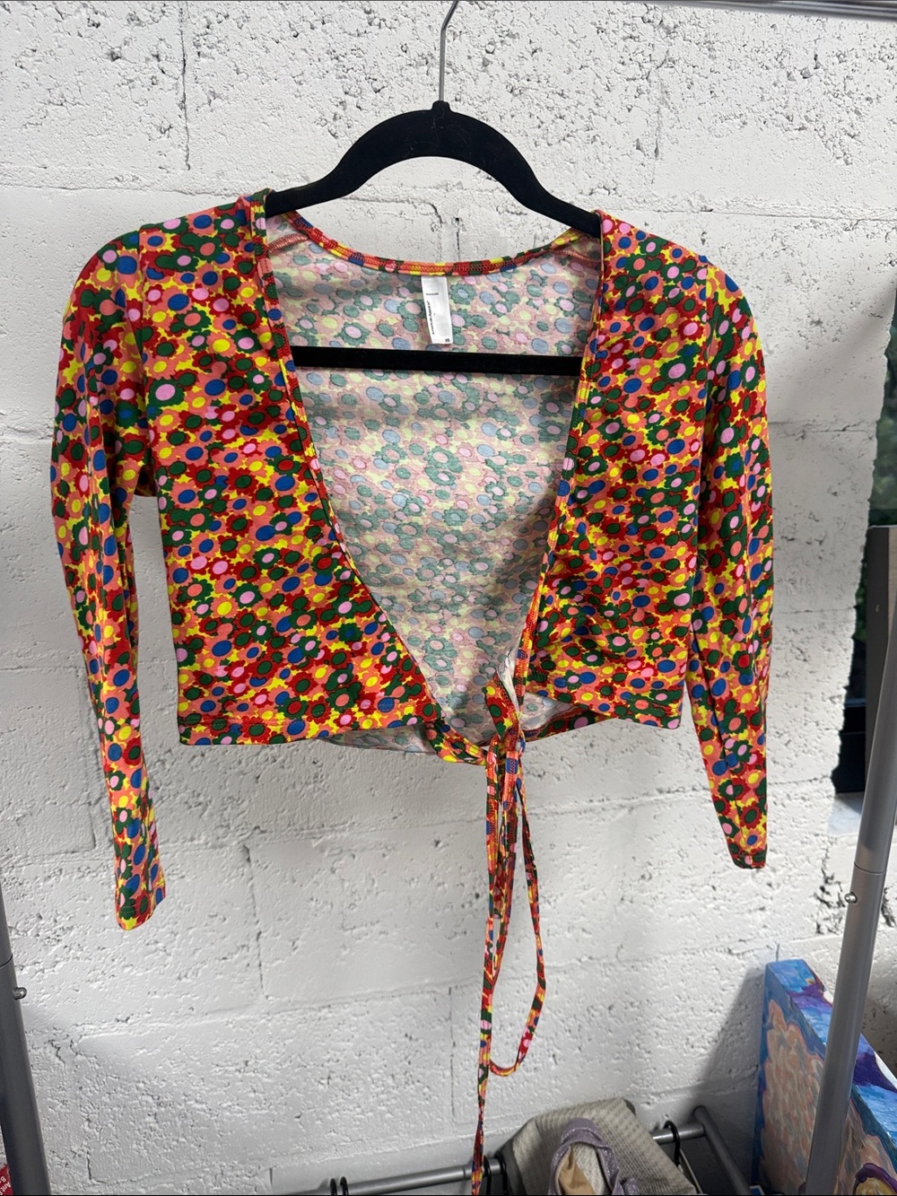 American Apparel Multi-Color Floral Tie-Front Crop Top Size XS NEVER WORN